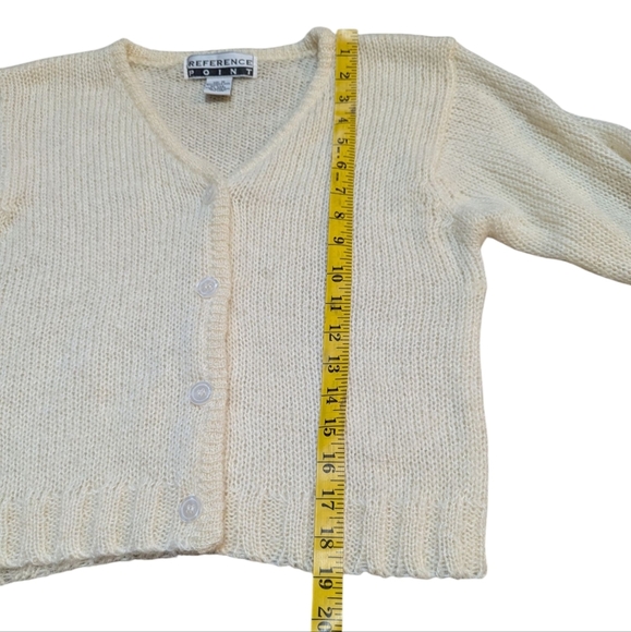Vintage Reference Point Cream Knit Cardigan Mohair Acrylic Blend Medium Cropped - Picture 5 of 6